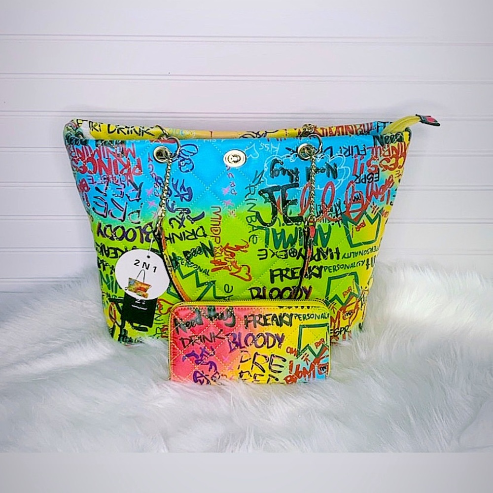Graffiti Handbags with Wallet